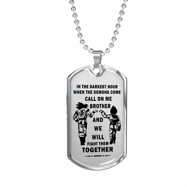 To My Brother Luxury Dog tag Military Ball Chain, Dragon Ball Necklace pendants